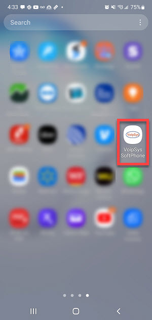 Image: Locate, Start VoipSys phone app